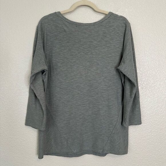 Cut Loose Linen Blend Heathered Gray 3/4 Sleeves Tee, Sz Large - Picture 5 of 11